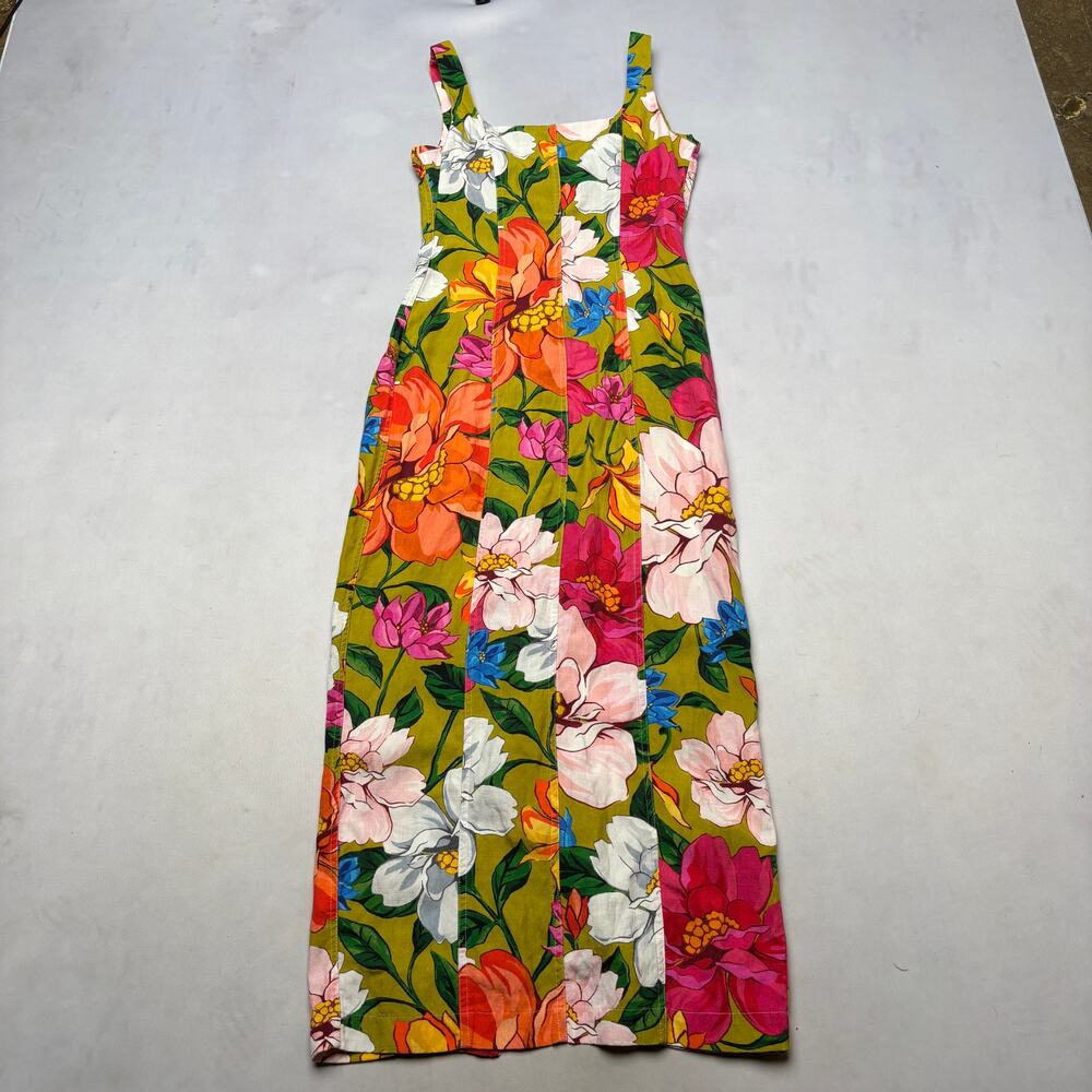 Mara Hoffman Floral Angelica Button Linen-Blend Midi Dress Women's 4 - Picture 3 of 10